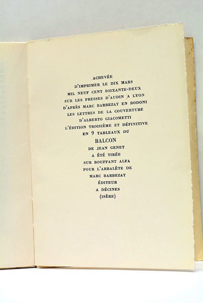 Le balcon. Édition définitive.