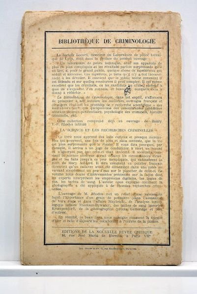 La police scientifique. (Some persons unknown). Traduit de l'anglais par …