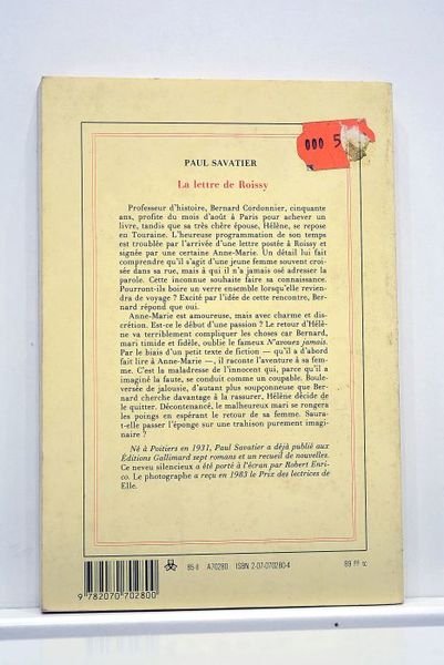 La lettre de Roissy. Roman.