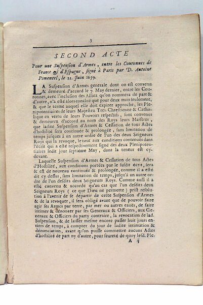 ACTE (PREMIER). POUR UNE SUSPENSION D'ARMES ENTRE LES COURONNES DE …