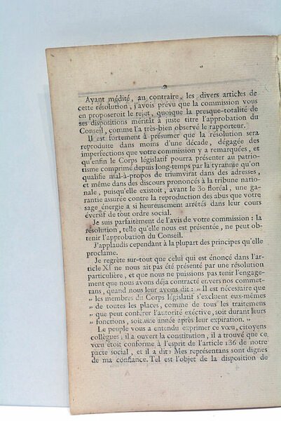 Opinion sur la résolution du 11 messidor, concernant la garantie …