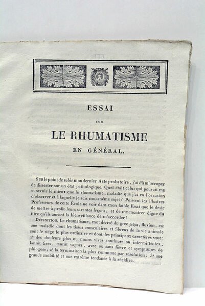 Essai sur le Rhumatisme en général.