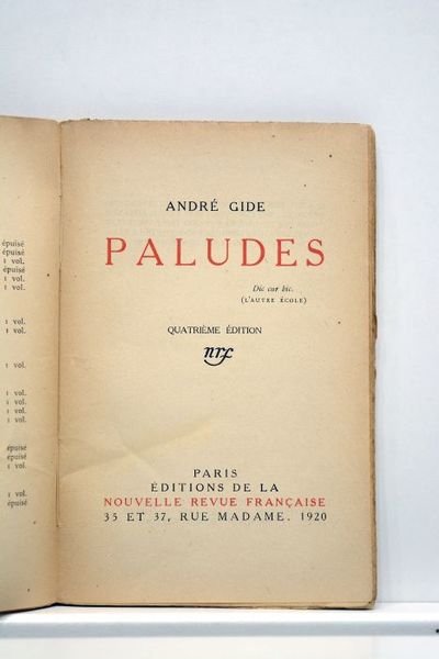 Paludes. Quatrième édition.