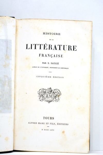 Histoire de la littérature française. Cinquième édition.