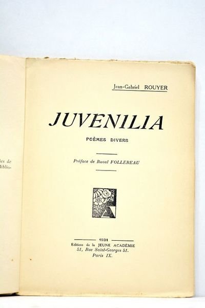 Juvenilia. Poème divers. Préface de Raoul Follereau.