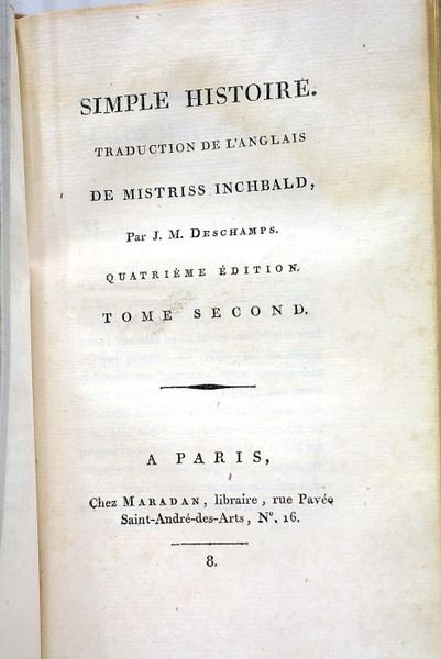 Simple histoire. Traduction de l'anglais par J. M. Deschamps. Quatrième …