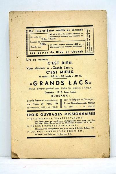 Grands lags. Revue mensuelle des missionaires d'Afrique. Sahara. Numéro specieal, …