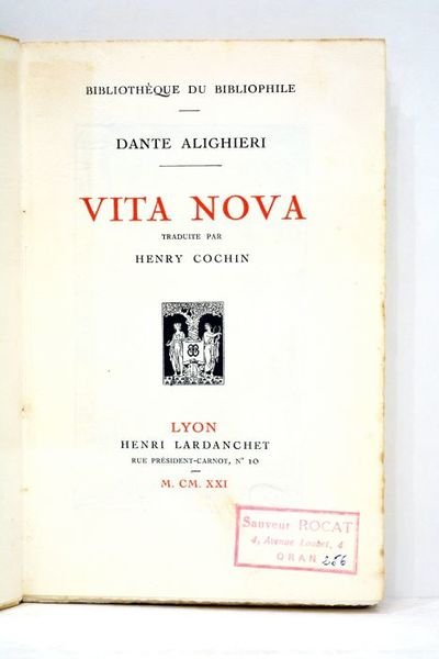 Vita nova. Traduite par Henry Cochin.