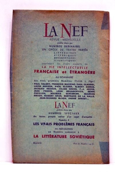 NEF (La). Revue mensuelle. Numéro spécial (4). Problèmes français.