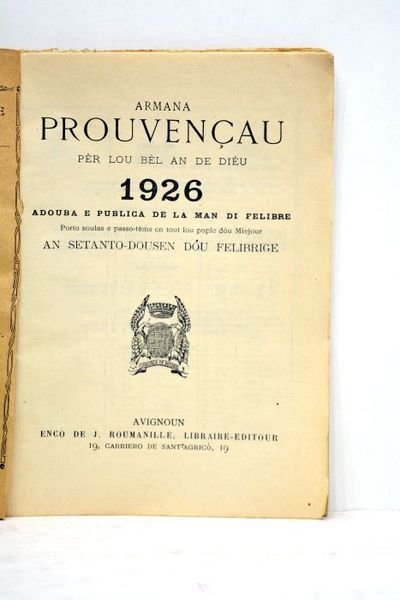 ARMANA prouvençau pèr lou bèl an de diéu 1926. Adouba …