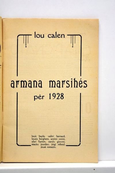 Armana marsihés pèr 1928. Louis Bayle. Valèri Bernard. Loueis Borghero. …