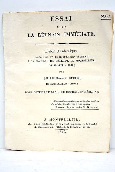 Essai sur la réunion immédiate. Tribut académique présenté et publiquement …