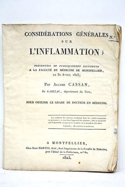 Considérations générales sur l'inflamation. Présentées et publiquement soutenues à la …