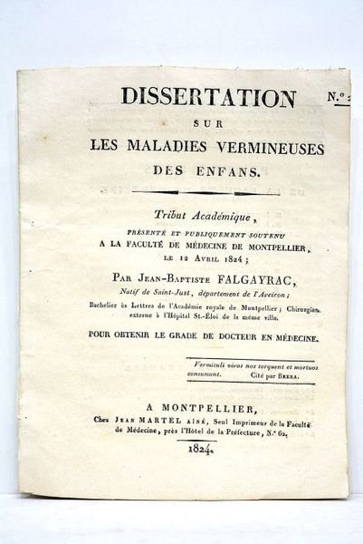 Dissertation sur les maladies vermineuses des enfants. Tribut académique présenté …