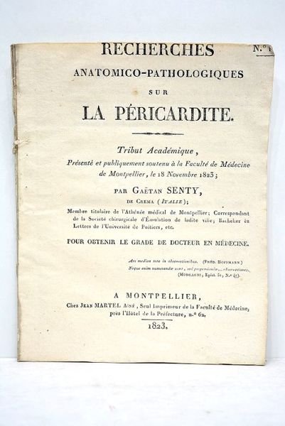 Recherches anatomico-pathologiques sur la péricardite. Tribut académique présenté et publiquement …