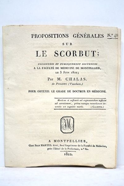 Propositions générales sur le scorbut présentées et publiquement soutenues à …