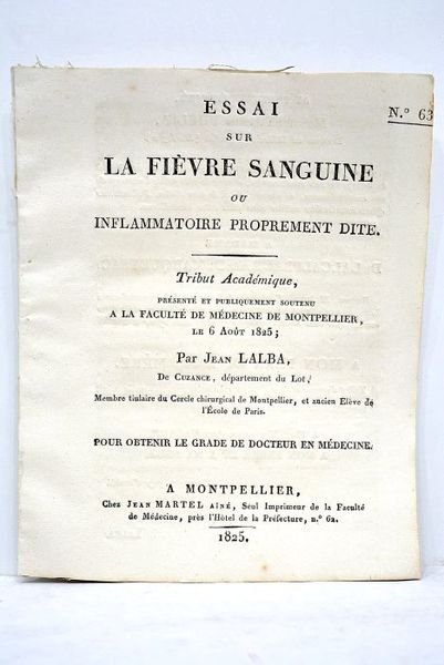 Essai de la fièvre sanguine ou inflammatoire propement dite. Tribut …