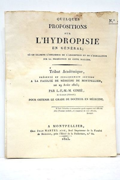 Quelques propositions sur l'hydropisie en général où on examine l'influence …