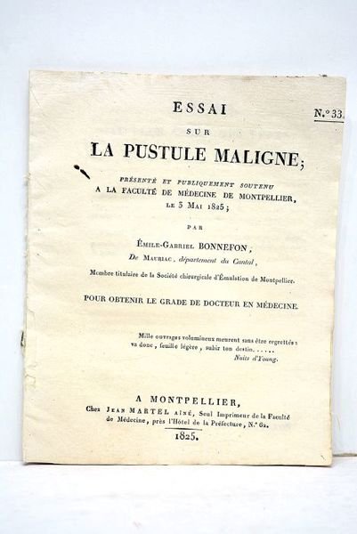 Essai sur la pustule maligne ; Présenté et publiquement soutenu …