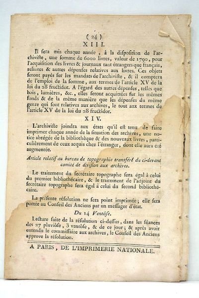 Opinion sur l'établissement de la Bibliothèque du Corps Législatif, et …