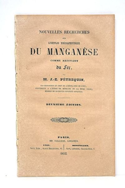 Nouvelles recherches sur l'emploi thérapeutique du manganèse comme adjuvant du …