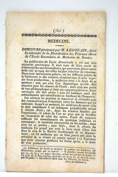 Discours prononcé par M. Légouais, dans la solennité de la …