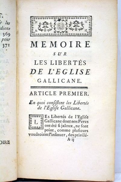 MEMOIRE sur les libertés de l'Eglise Gallicane.