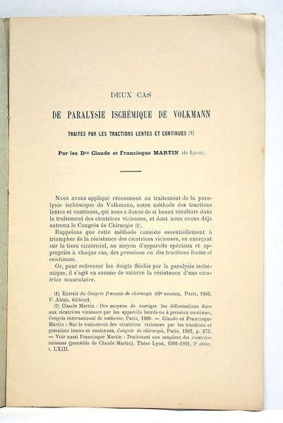 Deux cas de paralyse ischémique de Volkmann traités par les …