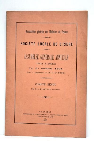 Assemblée générale annuelle tenue à Voiron le 21 octobre 1895 …