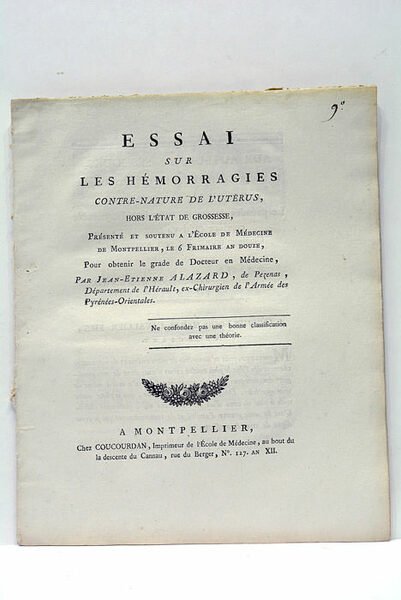Essai sur les hémorragies contre-nature de l'utérus hors l'état de …