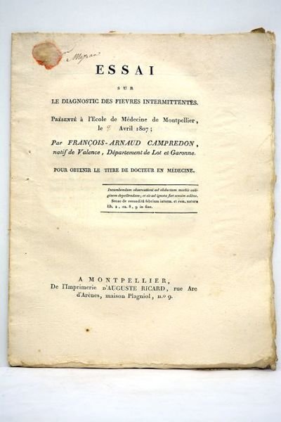 Essai sur le diagnostic des fièvres intermittentes. Présenté à l'Ecole …