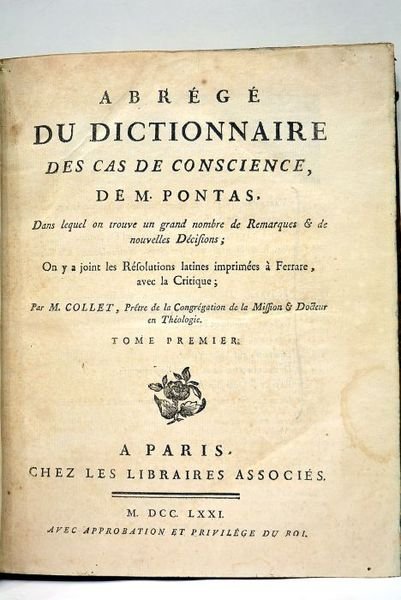 Abrégé du Dictionnaire des Cas de Conscience dans lequel on …