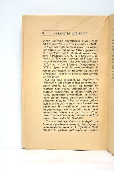 Franchise militaire. Roman.
