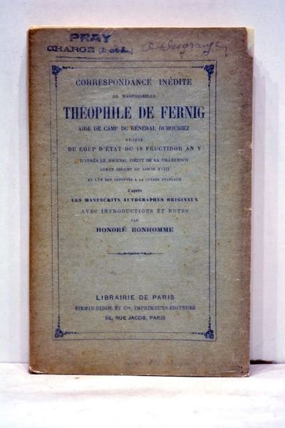 Correspondance inédite. Suivie du coup d'état du 18 fructidor An …