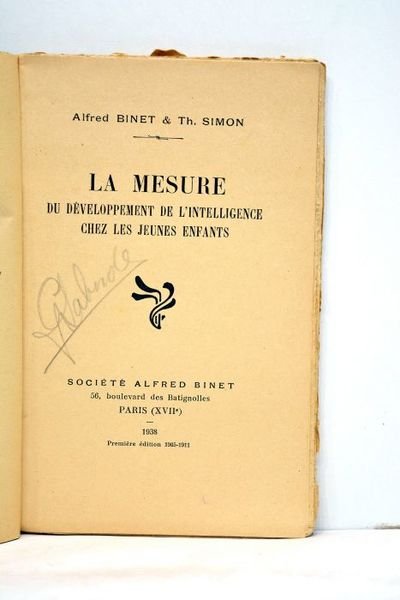 La mesure du développement de l'intelligence chez les jeunes enfants.