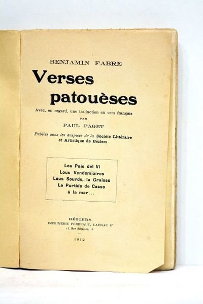 Verses patouèses. Avec, en regard, une traduction en vers français …