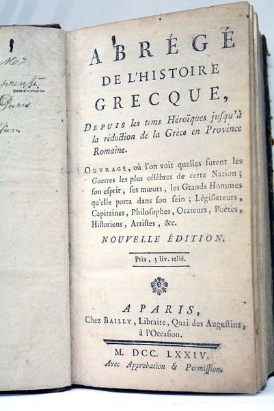 Abrégé de l'Histoire Grecque, depuis les tems Héroïques jusqu'à la …