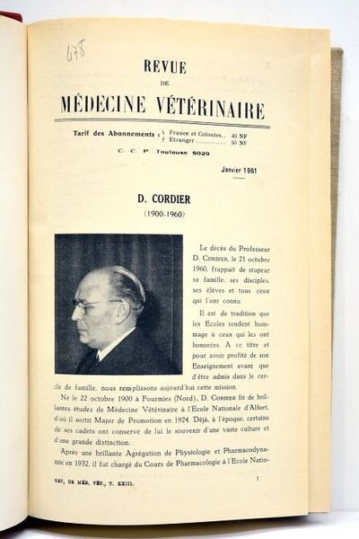REVUE de médecine vétérinaire. Janvier 1961.