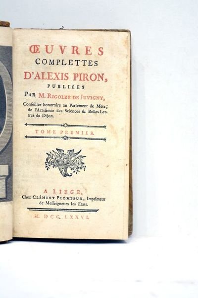 Oeuvre complètes publiées par M. Rigoley de Juvigny.