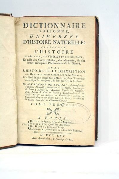 Dictionnaire raisonné universel d'Histoire naturelle, contenant l'Histoire des animaux, des …