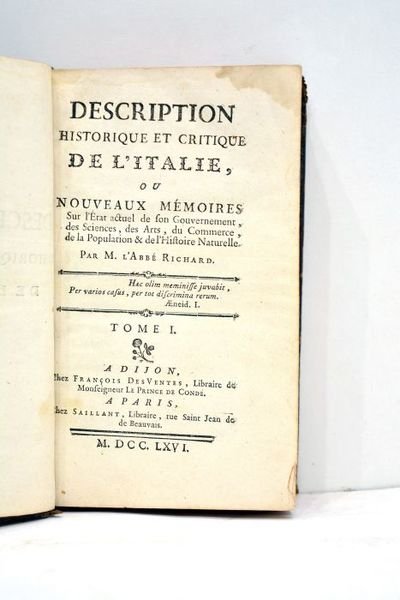 Description historique et critique de l'Italie, ou Nouveaux mémoires sur …