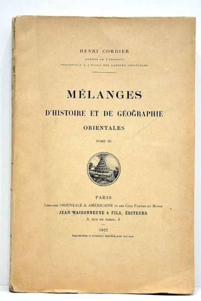 Mélanges d'Histoire et de Géographie orientales.