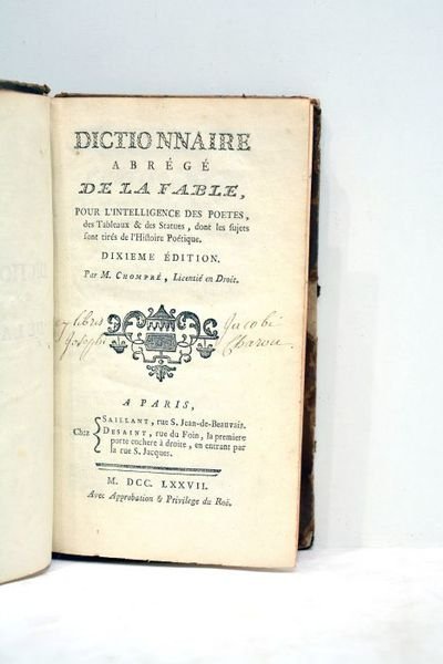 Dictionnaire de la fable. Pour l'intelligence des poètes, des tableaux …