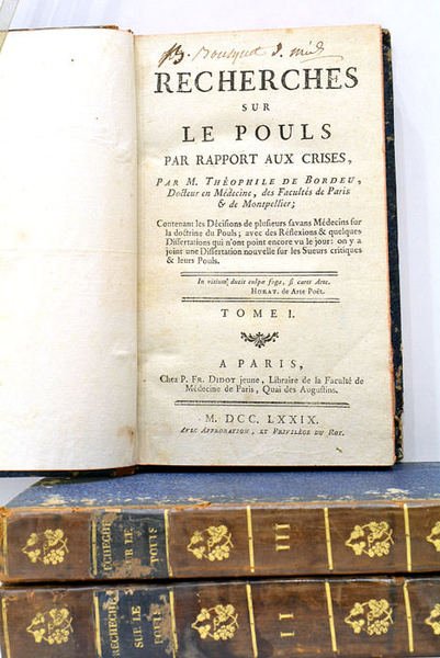 Recherches sur le Pouls par rapport aux Crises, contenant les …