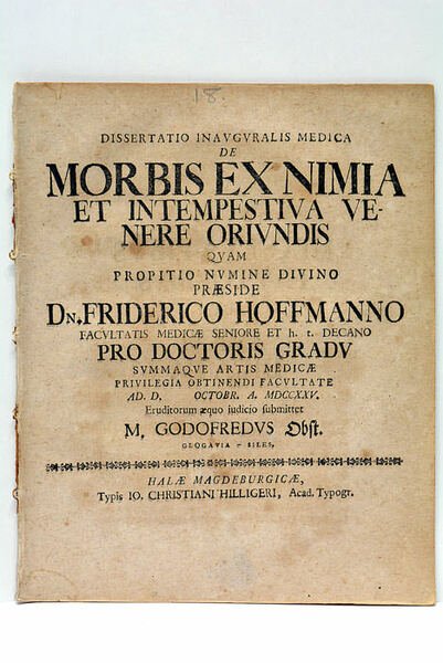 Dissertatio Inauguralis Medica de Morbis ex Nimia et Intempestiva Venere …
