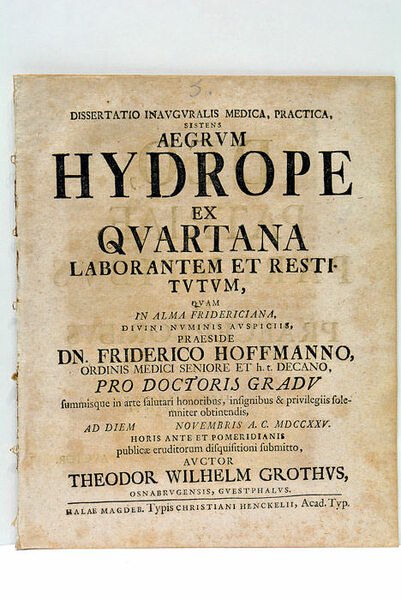 Dissertatio Inauguralis Medica, Practica, sistens Aegrum Hydrope ex Quartana Laborantem …