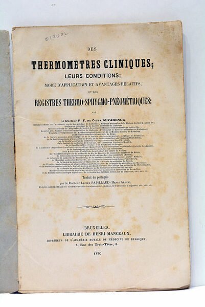 Des Thermomètres Cliniques; leur conditions; mode d'application et avantages relatifs, …
