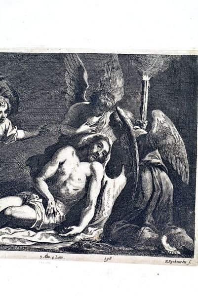 Christ mort soutenu par des anges.