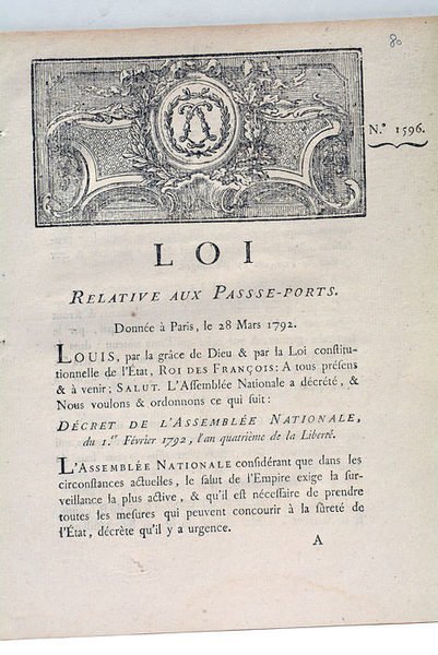 LOI RELATIVE AUX PASSE-PORTS.