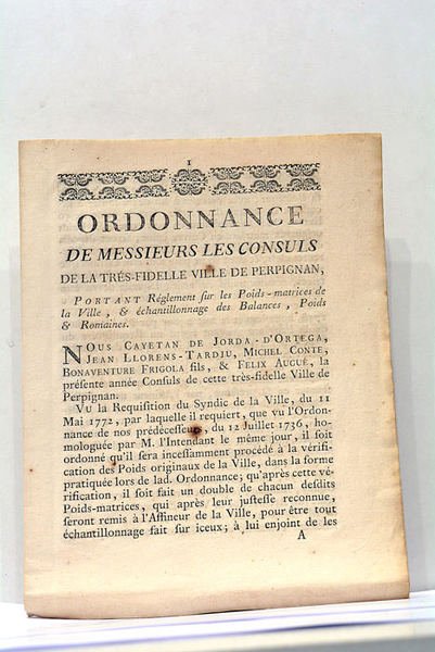 ORDONNANCE DE MESSIEURS LES CONSULS de la trés-fidelle ville de …